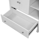 30" Bathroom Vanity with Sink, Bathroom Storage Cabinet with Doors and Drawers, Solid Wood Frame, Ceramic Sink, White