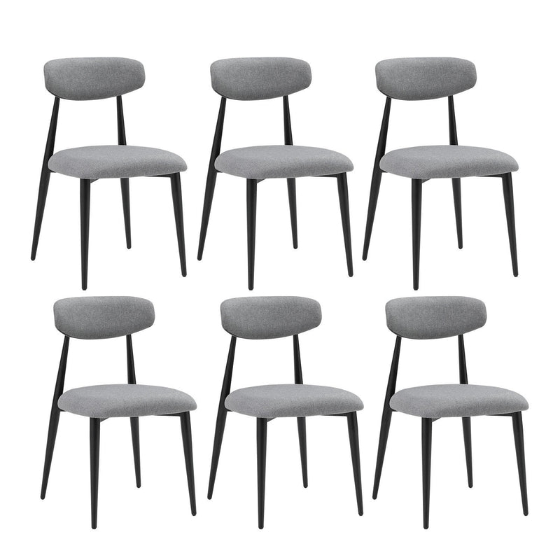 (Set of 6) Dining Chairs, Upholstered Chairs with Metal Legs for Kitchen Dining Room, Grey