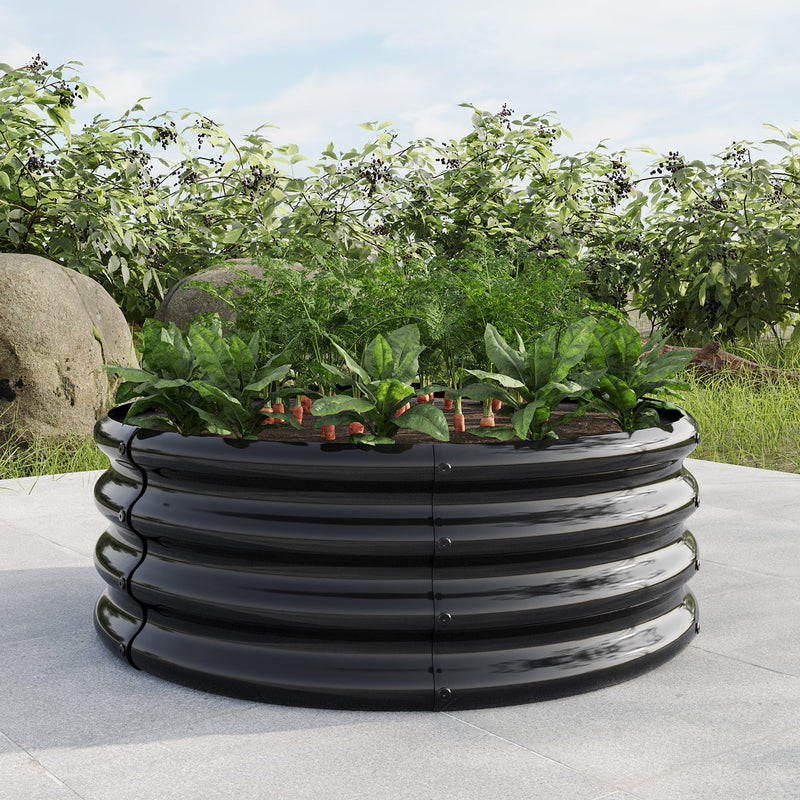 32.08"x11.4" Tall Round Raised Garedn Bed,Metal Raised Beds for Vegetables, Outdoor Garden Raised Planter Box, Backyard Patio Planter Raised Beds for Flowers, Herbs, Fruits Black