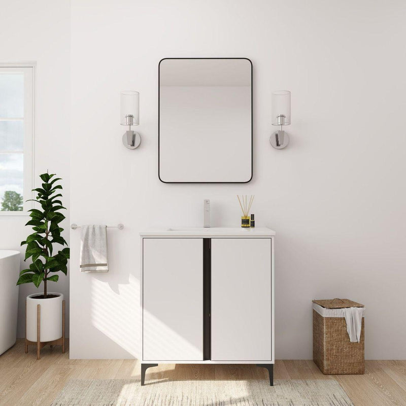 30" Freestanding Bathroom Vanity With Ceramic Sink-BVB06730WH-