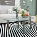 Transparent Oval Glass Coffee Table, Modern Table In Living Room Oak Wood Leg Tea Table 3-Layer Glass Table by Unique Piece Furniture