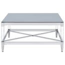 Lindley Square Tempered Mirror Acrylic Coffee Table Chrome