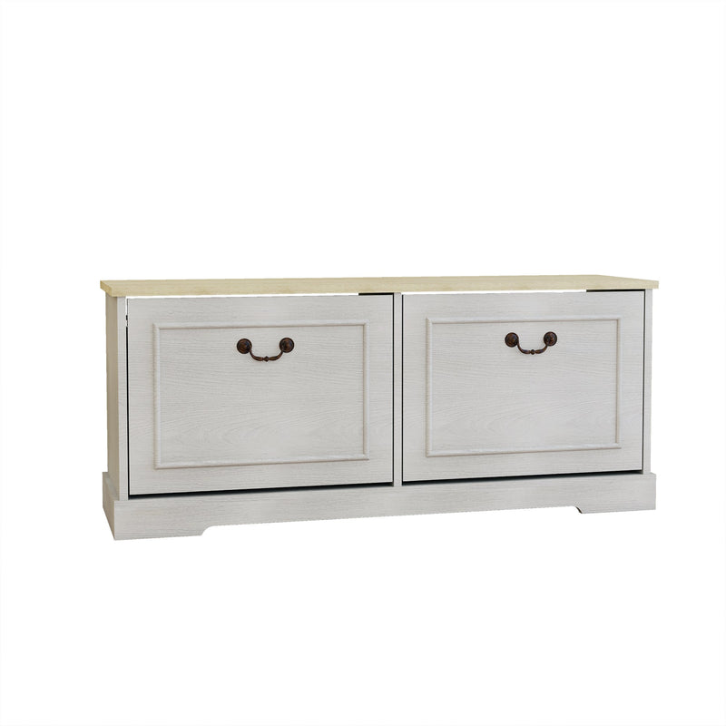 Shoe Storage Bench with 2 Flip Drawers and Adjustable Shelf - Antique, photo 10 of 10