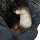 Decorative Water Foutain With Otter Design, With Light And Pump, For Indoor And Outdoor - Brown by HouseOfZazla