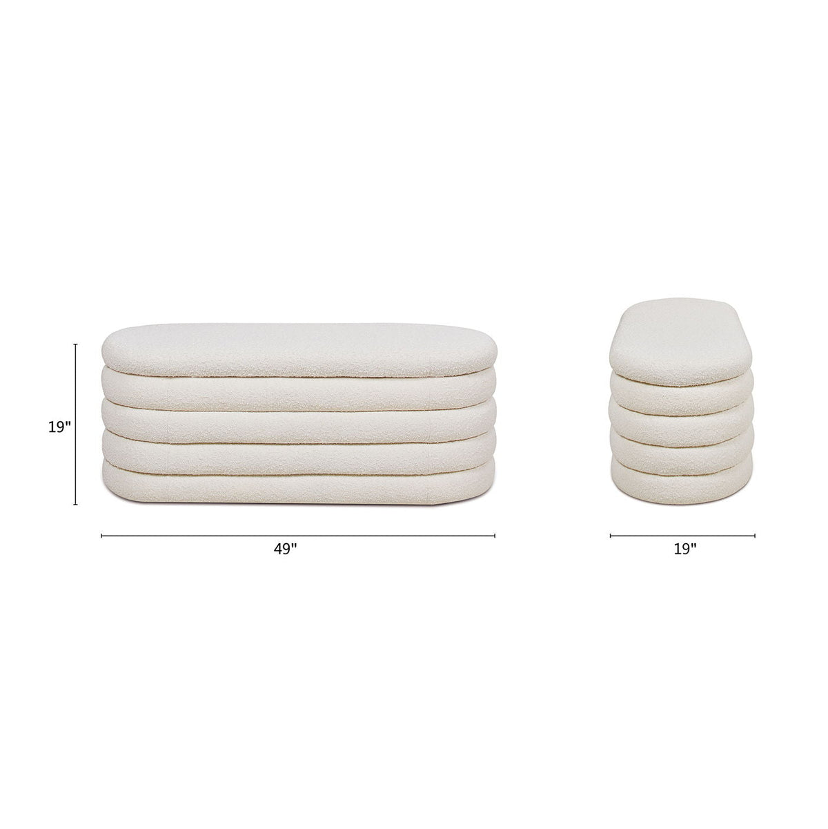 Fuji - Upholstered Oval Storage Bench, photo 30 of 34