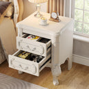 Carved Nightstand With 2 Drawers, Bedside Table - White by HouseOfZazla