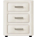 3 Pieces Bedroom Sets Queen Size Velvet Upholstered Platform Bed Vertical Channel Tufted Headboard and Two Three-drawer Nightstands,Beige