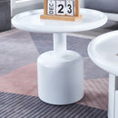 2 Pieces White MDF Round Coffee Table Set for Living Room, Bedroom