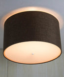 Moderne Flush Mount Conversion Kit 18"w Chocolate Burlap Shallow Drum Lampshade by LampsUSA