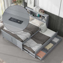Platform Bed With Storage Headboard, USB, Trundle And 3 Drawers by HouseOfZazla
