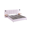 Upholstered Hydraulic Platform Bed With Storage Shelves, Reading Lamps, USB Port