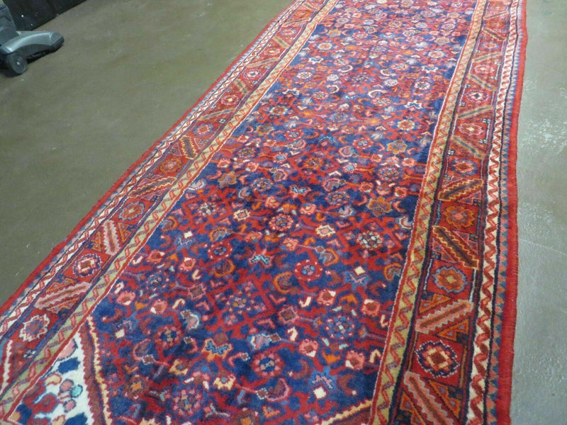 3' 6" X 10' 4" Antique Handmade India Floral Oriental Wool Runner Rug