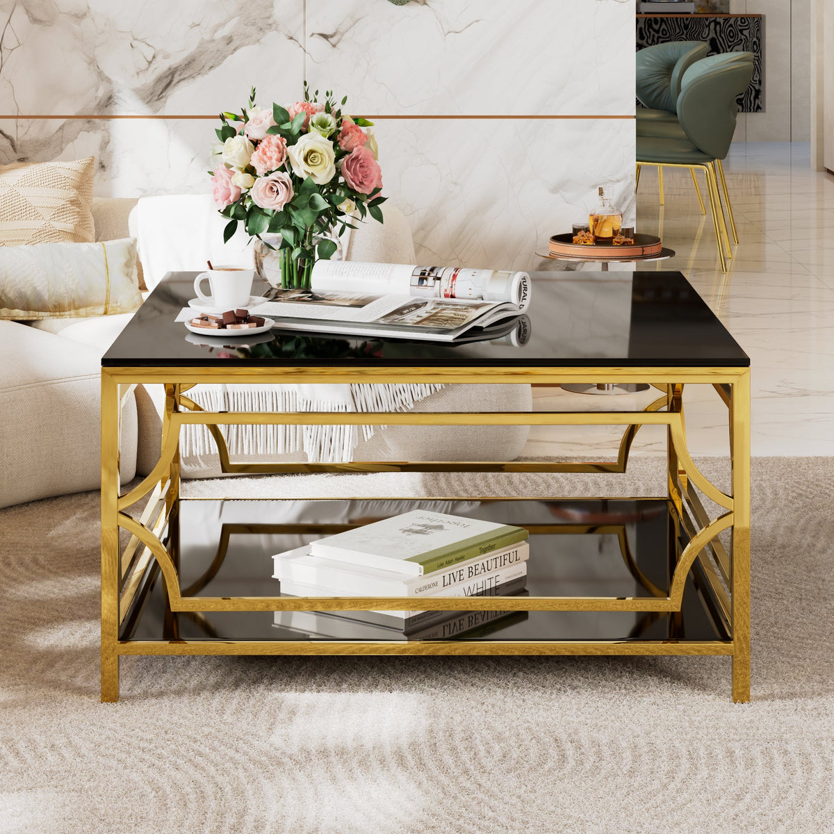 Square Glass Coffee Table in 33.5", photo 6 of 10