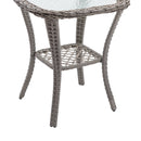 3 Pieces Outdoor Swivel Rocker Patio Chairs, 360 Degree Rocking Patio Conversation Set with Thickened Cushions and Glass Coffee Table for Backyard, Grey