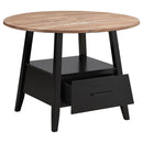 Arunda Yukon - Round Counter Height Dining Table With Pedestal Base And Built In Drawer - Oak