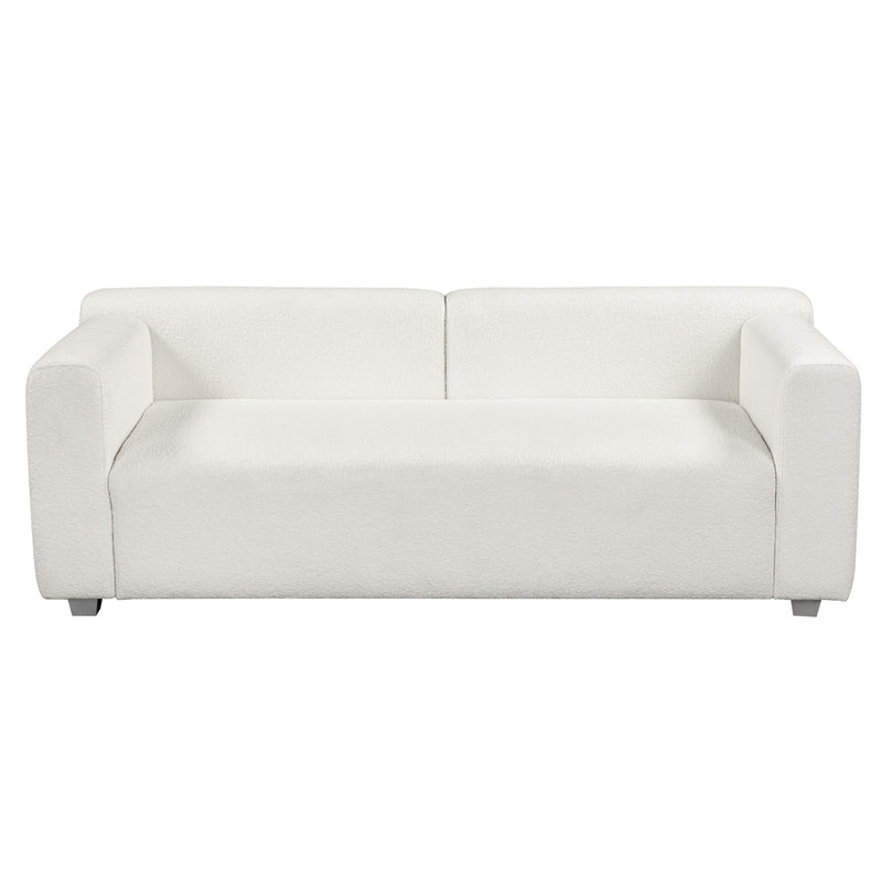 82x36" Modern Loop Yarn Fabric Sofa, One-Piece Seat Frame, Minimalist 2-3 Seat Couch Easy to Install, Loveseats with Extra Wide Domed Arms for Living Room, Bedroom, Apartment, Office(2 Pillows)