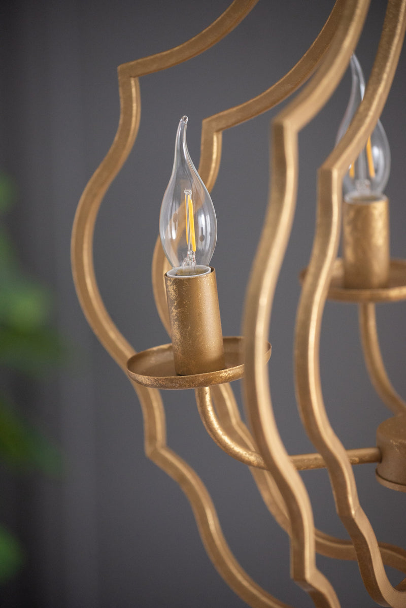 4 - Light Metal Chandelier, Hanging Light Fixture with Adjustable Chain for Kitchen Dining Room Foyer Entryway, Bulb Not Included