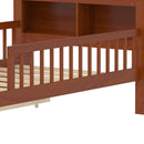 Bed With Headboard Storage Rack, 2 Under Bed Drawers, 3 Side Guardrails For Safety by HouseOfZazla