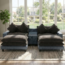 Sectional Sofa With Removable Ottomans, USB Ports, Cup Holders & Storage - Gray / Light Blue by HouseOfZazla