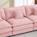Contemporary Modular Sectional Sofa L Shaped 3-Seater with Movable Ottoman in Pink Chenille, 105 Inch
