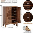 5 Tier Shoe Cabinet With Round Louvered Doors, Storage Organizer - Brown by HouseOfZazla
