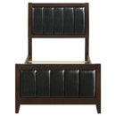 Twin Panel Bed With Headboard And Tapered Legs - Brown