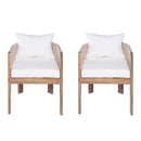 Matera - Patio Dining Chair (Set of 2) With Wraparound Back And Removable Cushion Cover - Teak / Beige