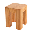 Natural Pine Wood Fluted Side Table with Elephant-Leg Design