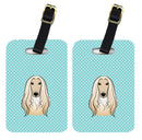 Checkerboard Blue Afghan Hound Luggage Tag