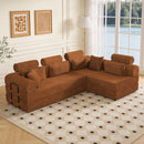 Modern L-Shape Modular Sectional Sofa, Compressed Design