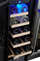 24" Wine Cooler Refrigerator - Dual Zone Built-in or Freestanding Fridge with Stainless Steel Tempered Glass Door and Temperature Memory Function