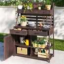 Potting Bench With 5 Drawer Storage And Slatted Back Panel, Garden Workstation - Brown by HouseOfZazla