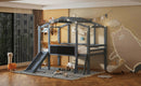 Loft House Bed With Ladder And Slide, With board And Light Strip On The Roof by HouseOfZazla