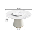 Modern Artificial Stone Round Plywood Base Dining Table, Can Accommodate 6 People, Artificial Stone Turntable (Not Including Chairs) - White / Beige