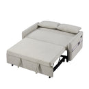 55.1" Pull Out Sleep Sofa Bed Loveseats Sofa Couch with Adjustable Backrest, Storage Pockets, 2 Soft Pillows, USB Ports for Living Room, Bedroom, Apartment, Office, Beige