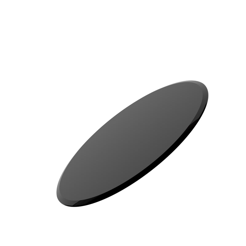 24" Inch Round Tempered Glass Table Top Black Glass 2/5 Inch Thick Beveled Polished Edge