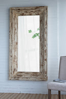 Full Length Rectangle Floor Mirror With Distressed Wood Frame - Brown by HouseOfZazla