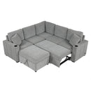 Sectional Sofa Convertible Pull-Out Sofa Bed With A Movable Storage Ottoman For Living Room by Unique Piece Furniture