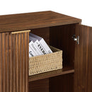 Fluted Sideboard Cabinet with 4-6 Doors and Wood-Grain Top