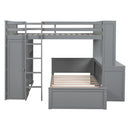Loft Bed With A Twin Size Standalone Bed, Shelves, Desk, And Wardrobe by HouseOfZazla