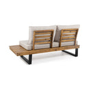 Sebastian - Hand Crafted 4 Piece Sofa Set With Water Resistant Cushions - Beige / Teak