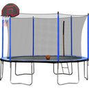 15FT Trampoline with Basketball Hoop Inflator and Ladder (Inner Safety Enclosure) Blue