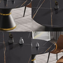 Round Modern Artificial Stone Carbon Steel Base Dining Table, Can Accommodate 6 People - Black by Unique Piece Furniture