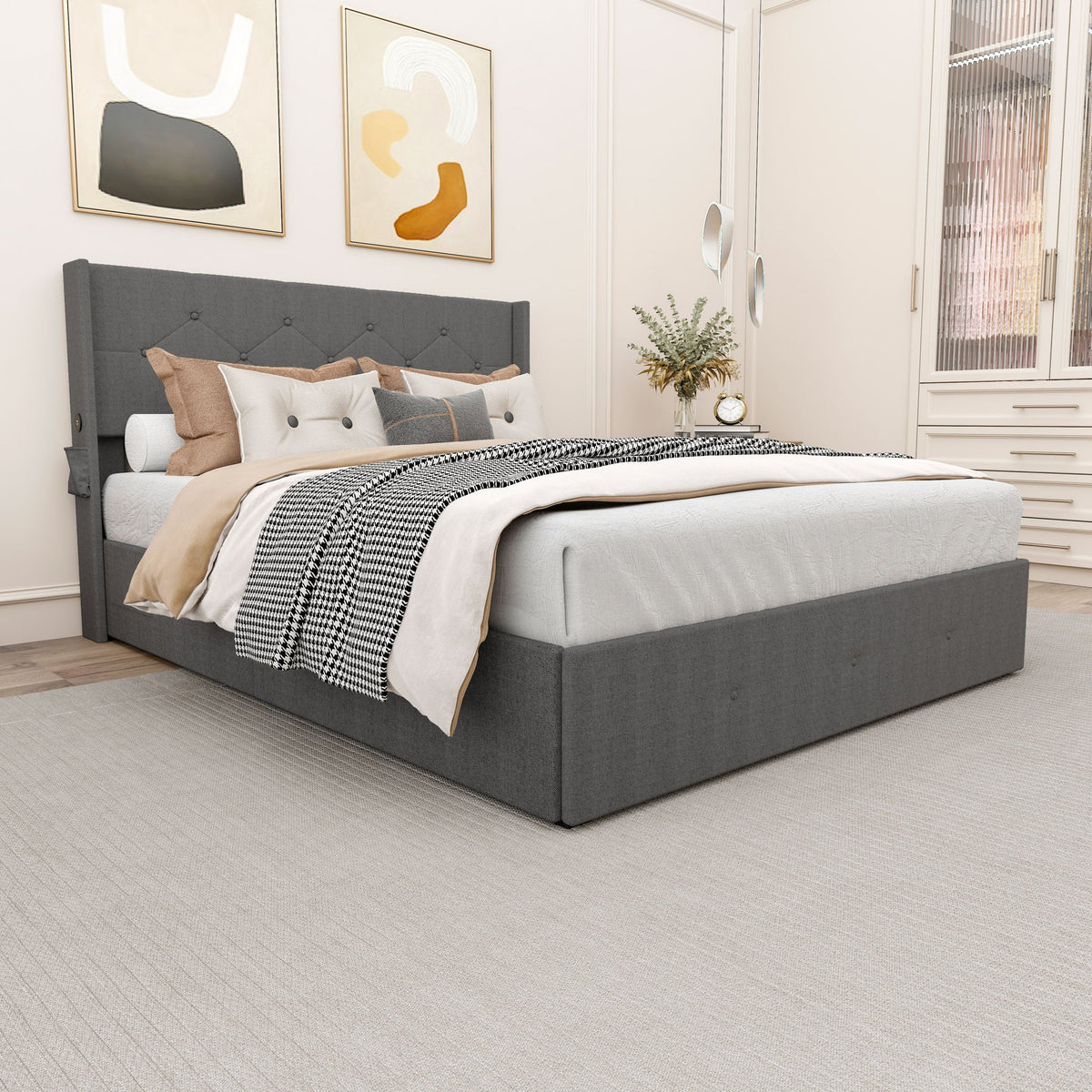 Bed With Gas Lift Storage, USB Ports, photo 18 of 20