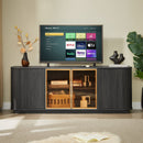 Modern 64" Wavy TV Cabinet With LED Lights - Black by HouseOfZazla