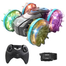 2 In 1 Amphibious RC Car Waterproof Stunt Car with Wrist Controller 4WD 360¡ Rotating Gesture Car with RGB Lights for Kids Aged 6+ Years Old Double-si