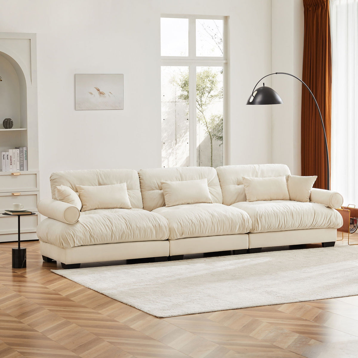 Modern Oversize Sofa With Cloud Like Comfort, Featuring Waist And Throw Pillows, photo 26 of 28