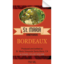 St Maria Bordeaux Wine Single Self Adhesive Label - License and Royalty Free for Film Use