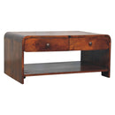 Solid Wood Aspen Slim Coffee Table, 4 Drawers, 1 Open Slot