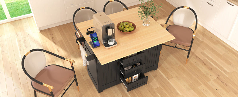 K&K 55.7'' Large Kitchen Island with 2 Drop Leaf, photo 10 of 10